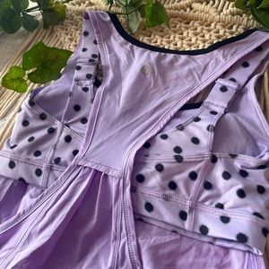 Lululemon Athletica Run for Your Money Tank lilac w/built in Bra lilac dots NWOT